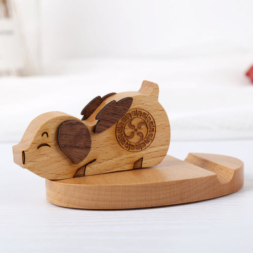 Creative  Mobile Phone Toma Back With Coin Beech Wood Lazy Phone