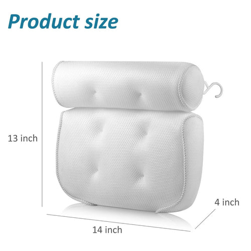 3D Mesh Bath Pillow Home Spa Pillow with 6 Suction Cup Fits for Bathtub Hot Tub
